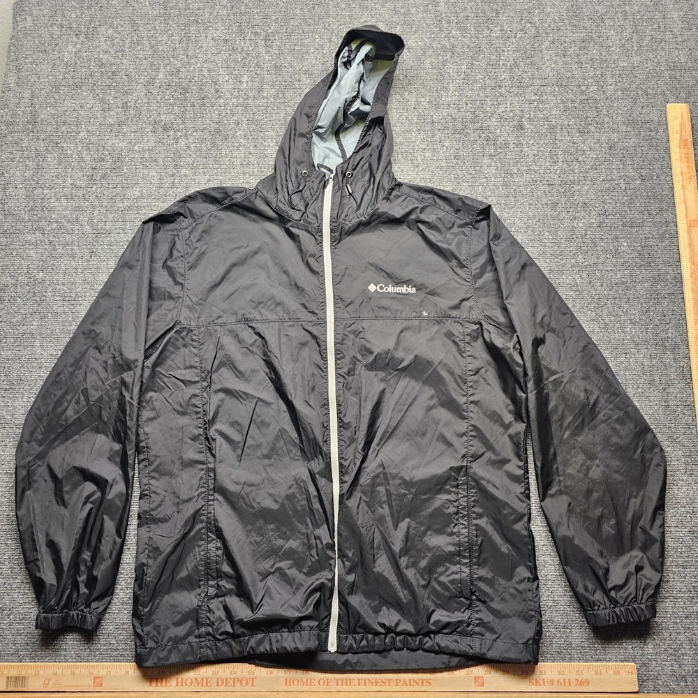 Columbia Mens Black Full Zip Hooded Windbreaker Jacket XM0288 Size Large